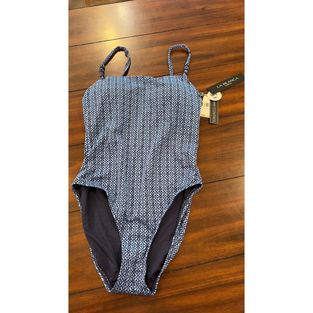 La Blanca Women's Lingerie One Piece Swimsuit, Chambray Coast, 10, NEW, NWT